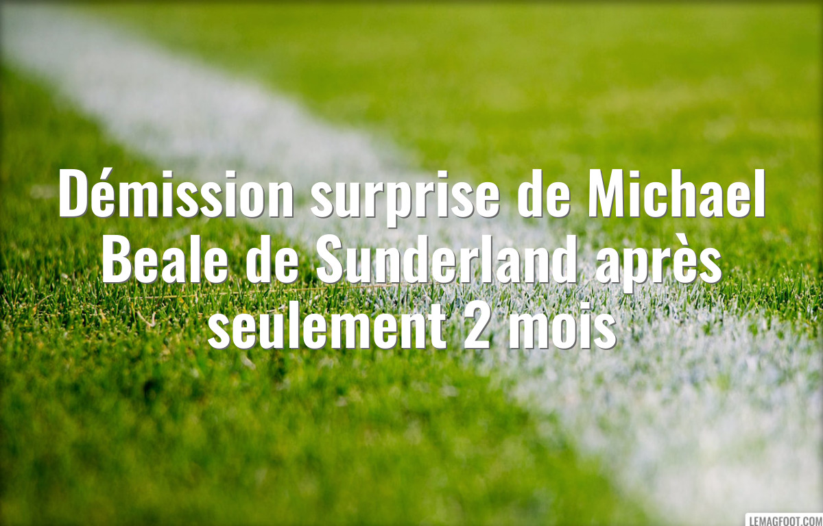 Démission surprise de Michael Beale de Sunderland après seulement 2 mois