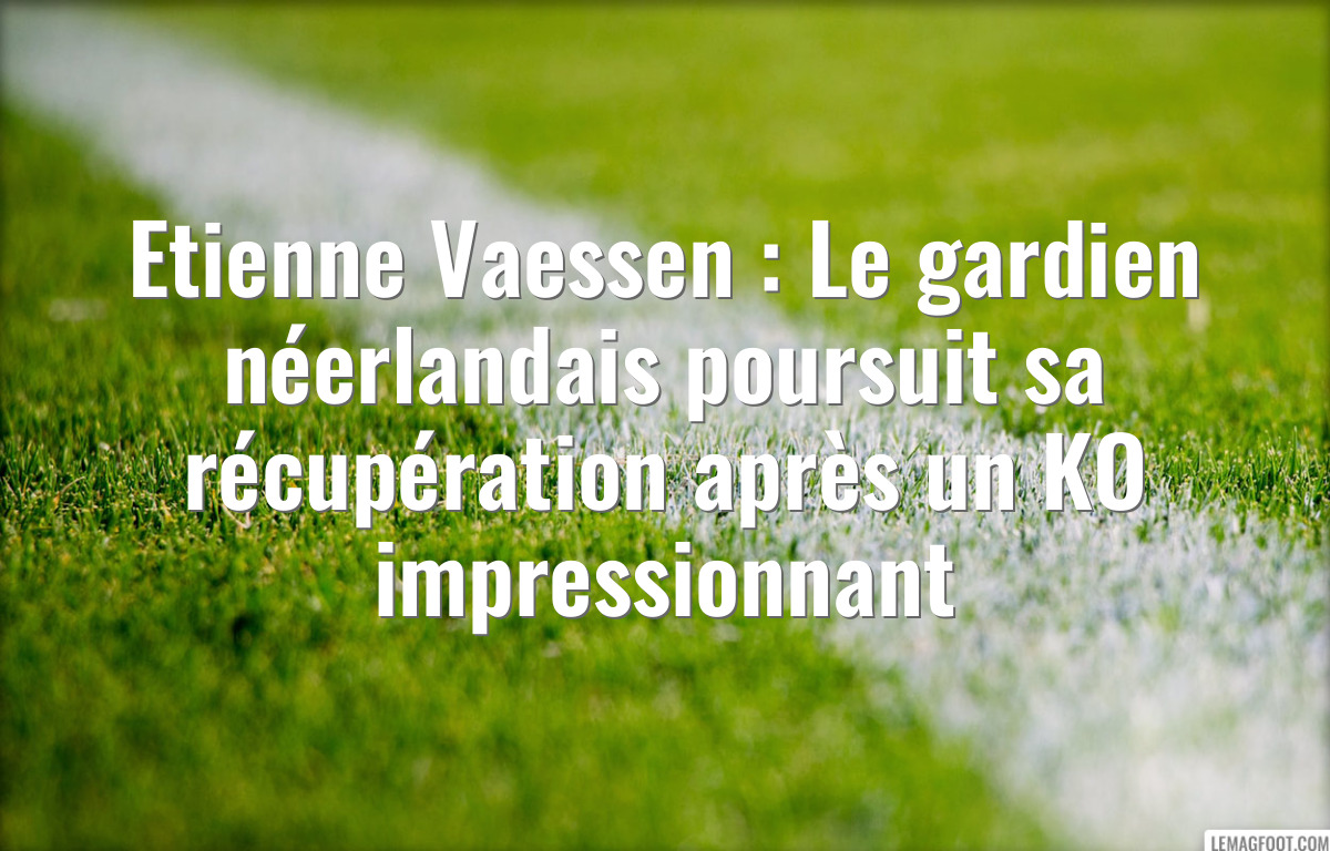 Etienne Vaessen : Le gardien néerlandais poursuit sa récupération après un KO impressionnant