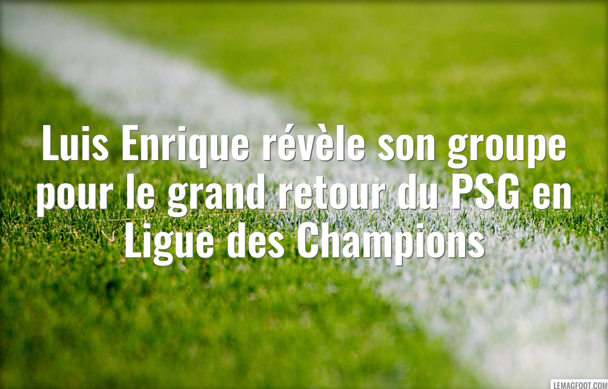 Luis Enrique révèle son groupe pour le grand retour du PSG en Ligue des Champions