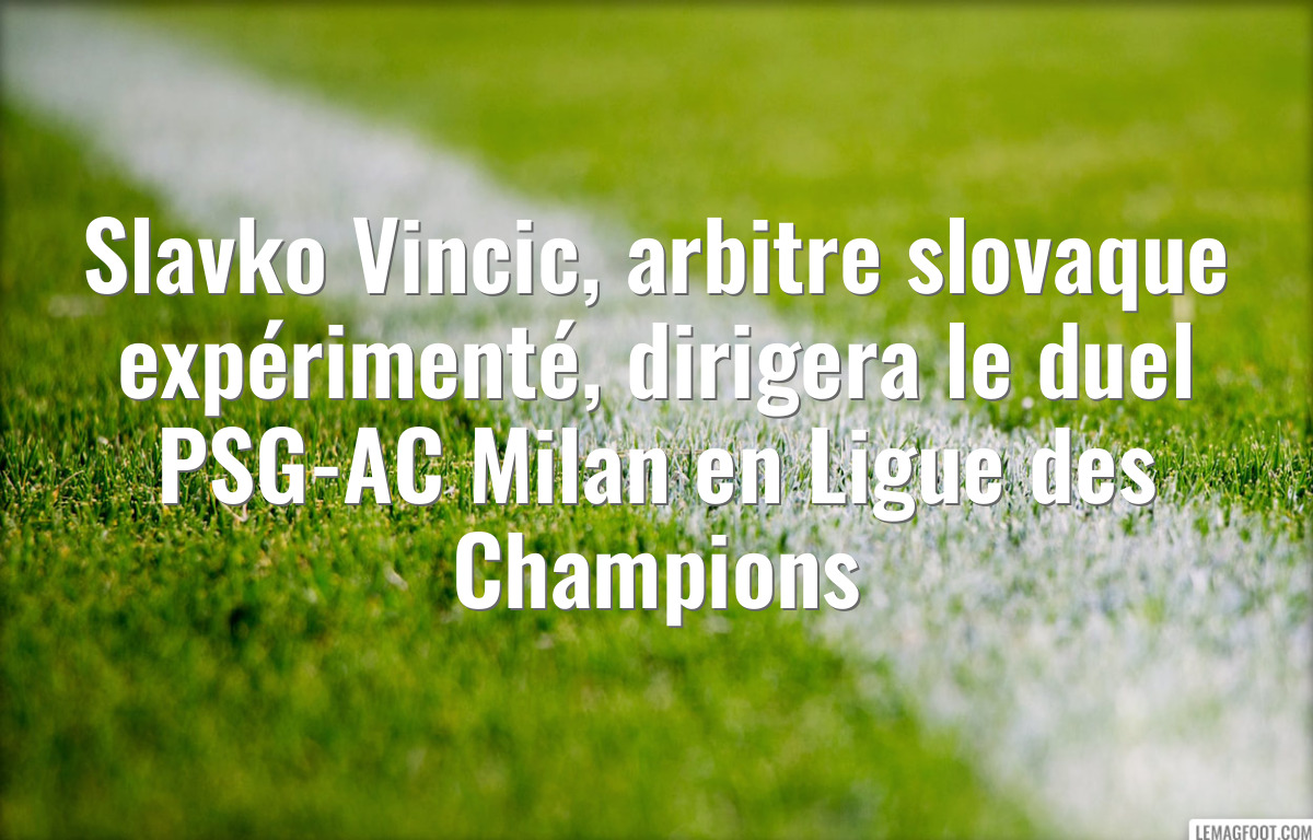 Slavko Vincic, arbitre slovaque expérimenté, dirigera le duel PSG-AC Milan en Ligue des Champions