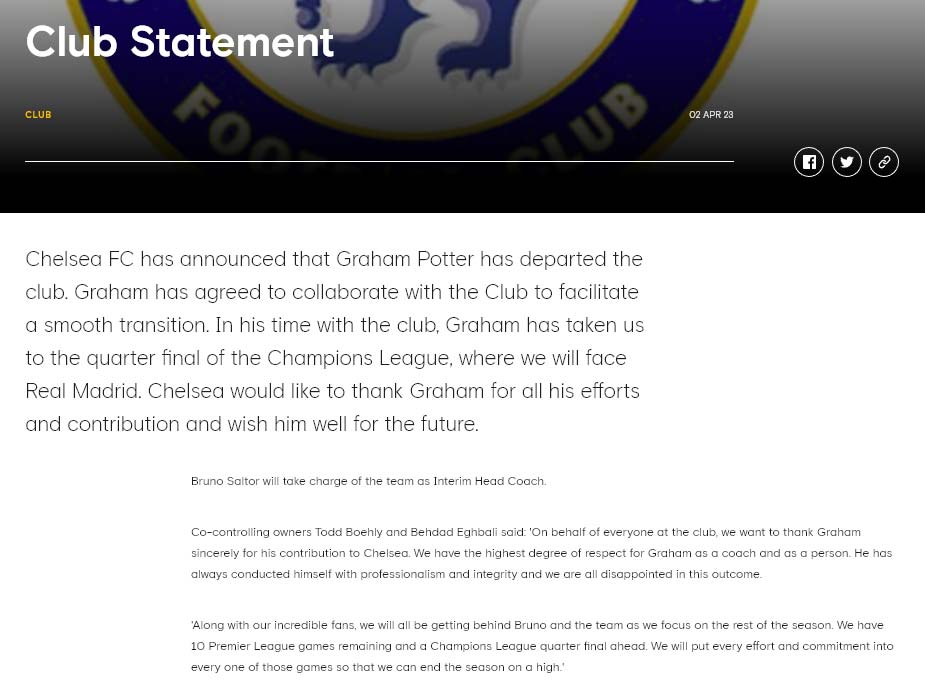 Chelsea limoge Graham Potter après une nouvelle défaite