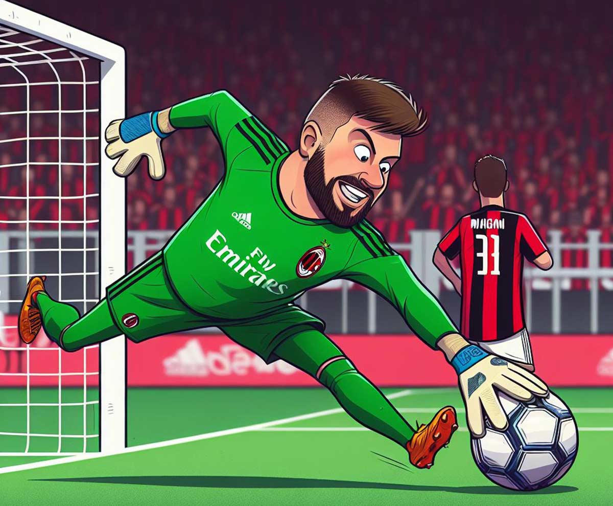 caricature d'Olivier Giroud au poste de gardien de but