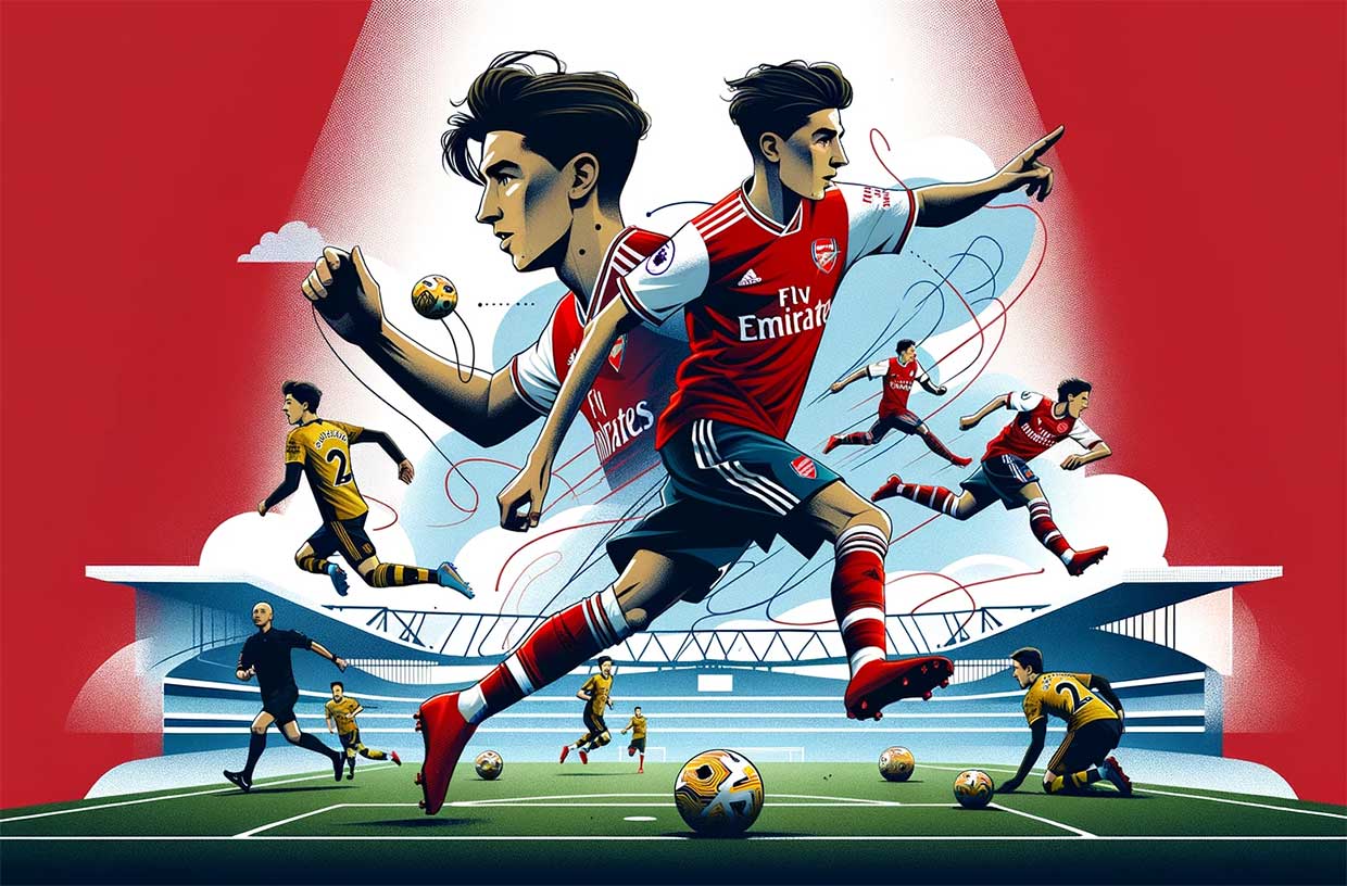 illustration représentant le joueur d'Arsenal Kai Havertz sur le terrain