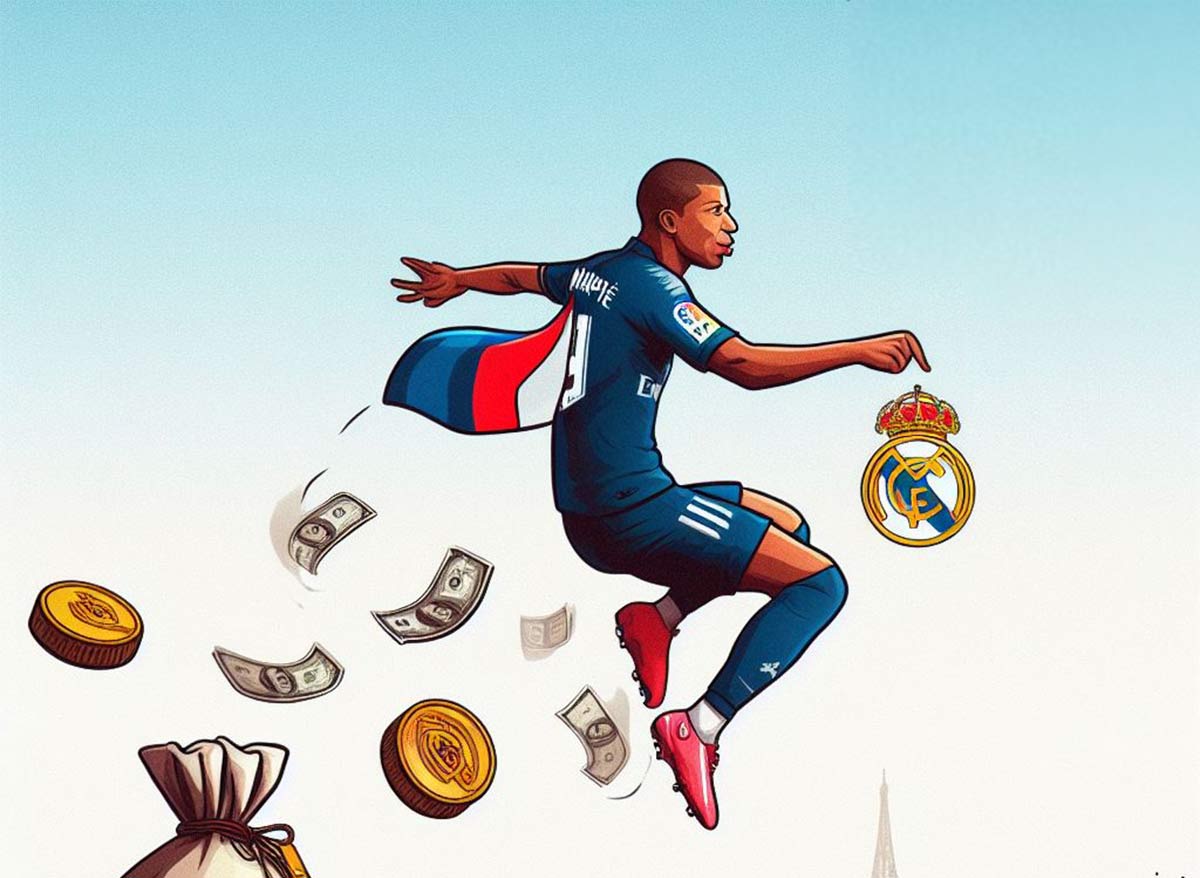 dessin de Mbappé gratuit pour le Real Madrid en 2024