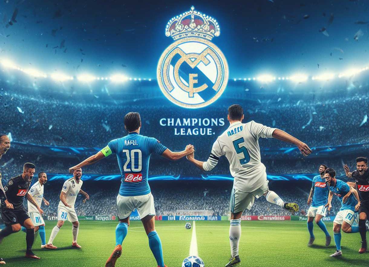 affiche de Naples contre  real madrid en LDC