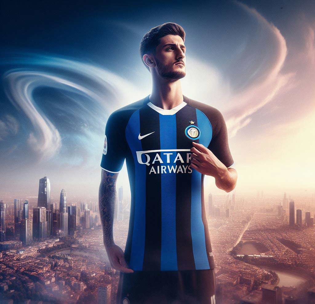 possible visuel du futur maillot de l'Inter Milan avec le logo de Qatar Airways