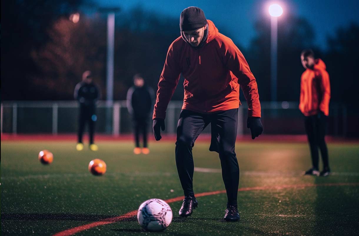 séance d'entraînement et d'échauffement d'une équipe defoot